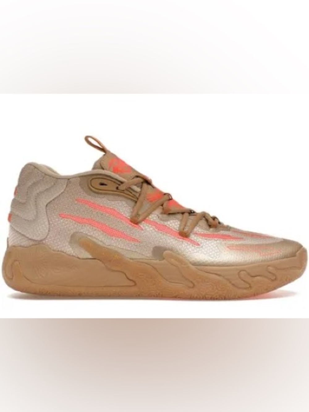 Puma Taupe Mesh Sneakers with Coral Accents